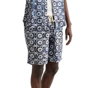 Corridor Straight-Leg Printed Cotton Drawstring Shorts - Blue NWT Size Small